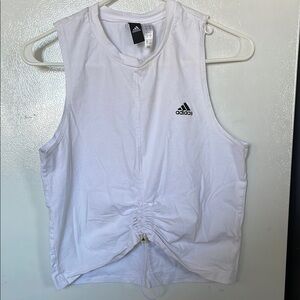 Adidas Women's White Sleeveless Cinched Front Top Medium
